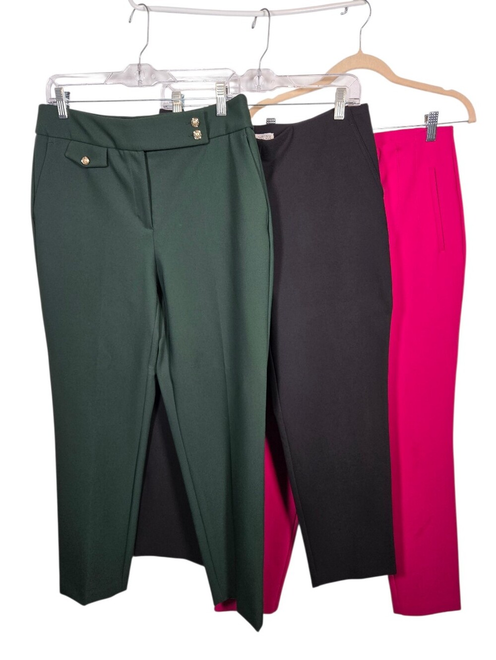 Rachel Zoe Bundle Of 3 Pair Ponte Knit Trouser Pants Size 10 Green Black Pink